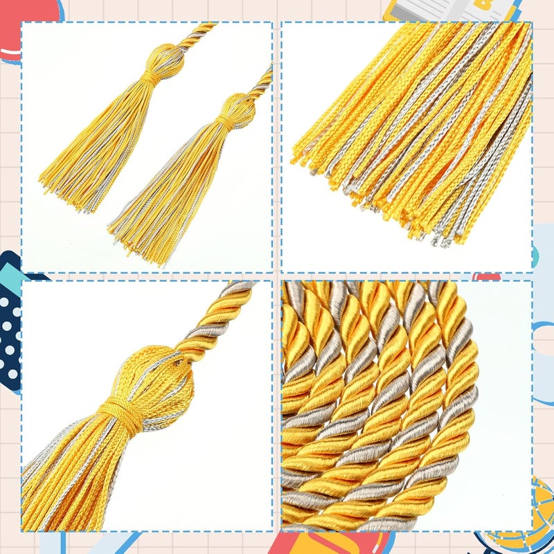 TecUnite Graduation Cords Honor 2026 Polyester Yarn Decorative Garland Twist Ties with Tassels for Bachelor Gown Graduation(Gold with Silver) - Image 3